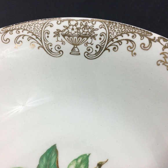 Stetson Serving Bowl Camille Pattern White Flower Gold Filigree 22 KT Gold VTG - Picture 6 of 8